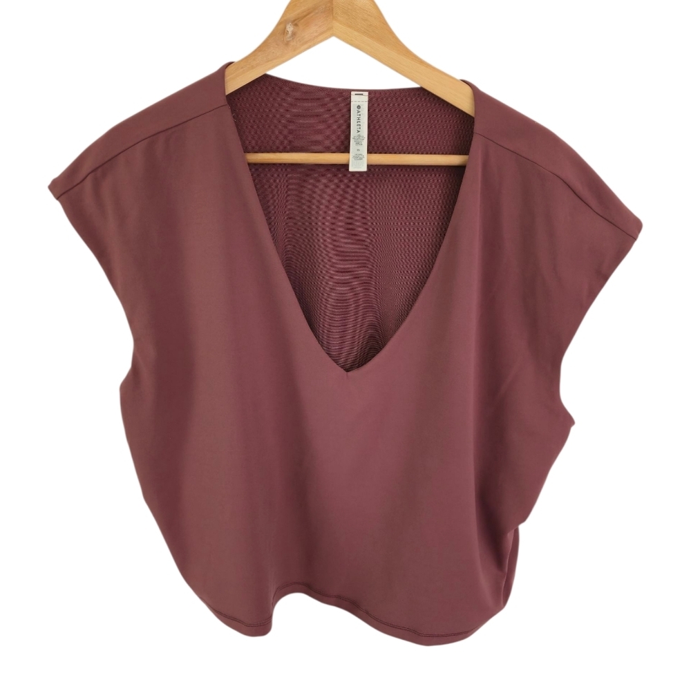 NWT Athleta Vita Free Cropped Court Lycra Tee  Mauve Size 3X